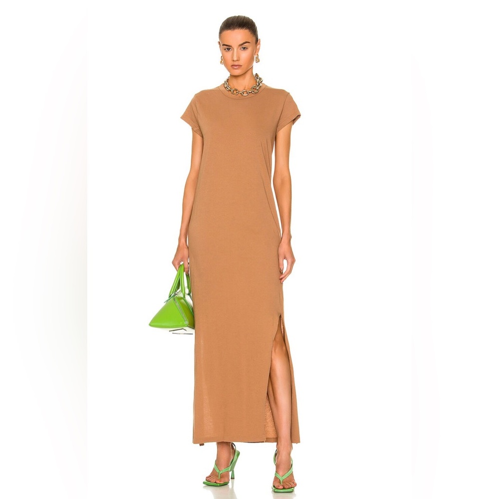 Bassike cap sleeve longerline dress in cedarwood, SZ s